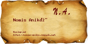 Nomis Anikó névjegykártya